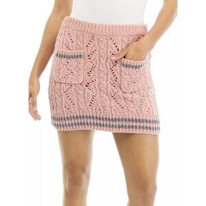 English Factory Women's Chenille Contrast Mini Skirt Size S Pink Gray NWT $70